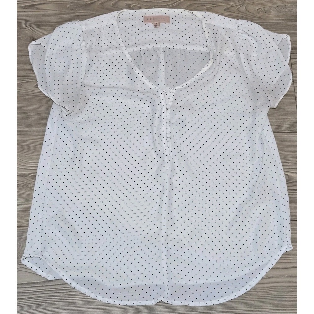 Philosophy Republic Clothing Blouse Top Womens Small *Missing Top Button*